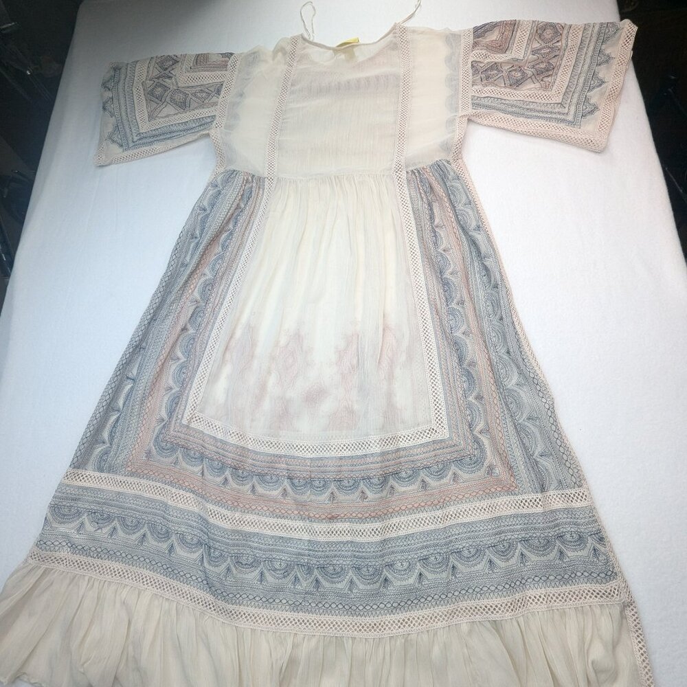 NWT Maeve Anthropologi Midi Dress SzXs Boho Embroidered Peasant Bell Sleeve - Picture 11 of 12